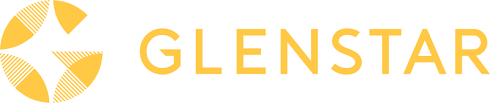 Logo of Glenstar, featuring stylized shapes in yellow and a modern font.